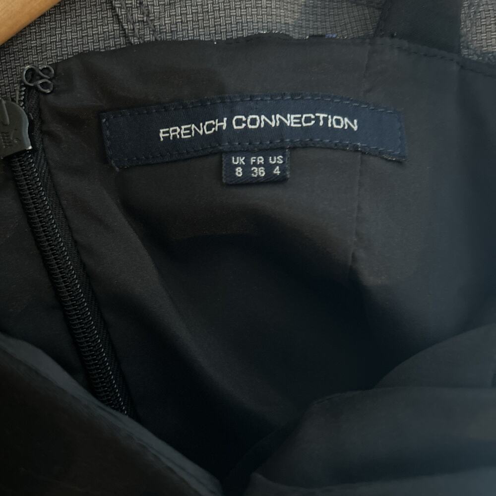 French Connection Y2K Glam Sparkle Ray Fit Flare Mini Sparkle Dress 8 Black - Picture 5 of 7